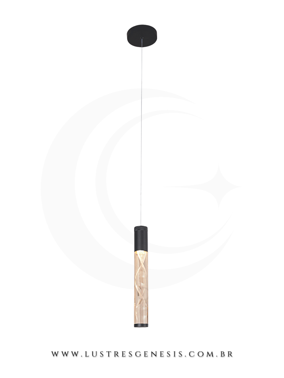 Luminaria Pendente Moderna Cristal LED DCD02214 Cromado Bivolt 5W 3000K 10x24cm, Cabeceira de Cama, Lavabo, Balcao de cozinha